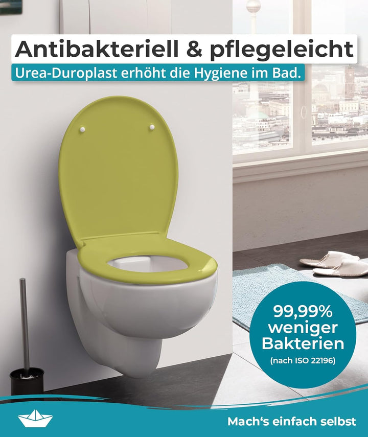 Calmwaters® Premium WC Sitz einfache Montage, Toilettendeckel bis 250 kg, Made in EU, antibakteriell