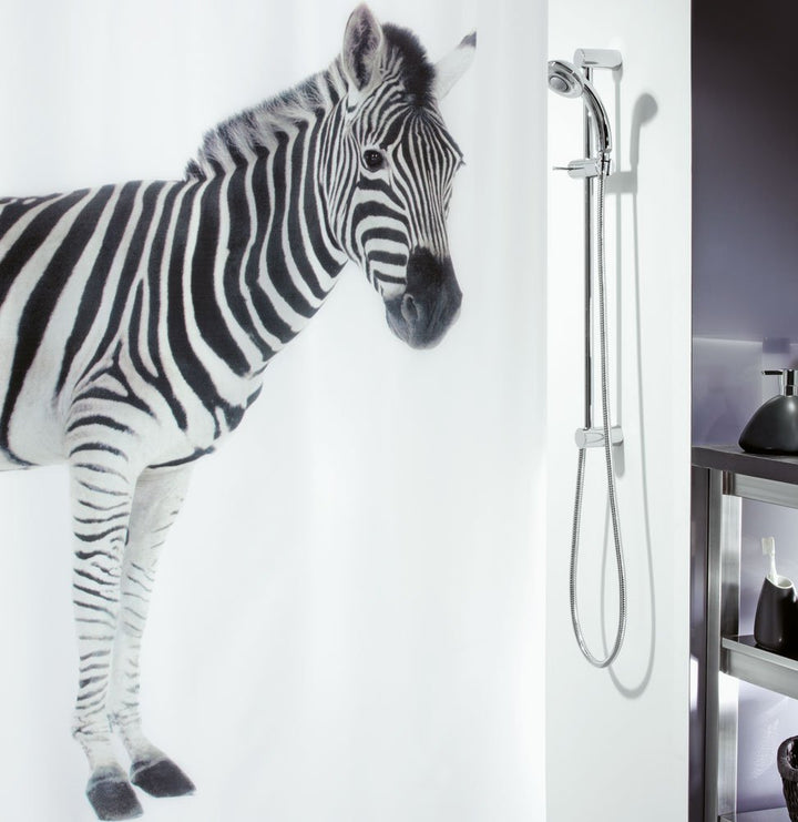 Spirella Anti-Schimmel Duschvorhang Zebra Savana Anti-Bakteriell, waschbar, wasserdicht Polyester 18