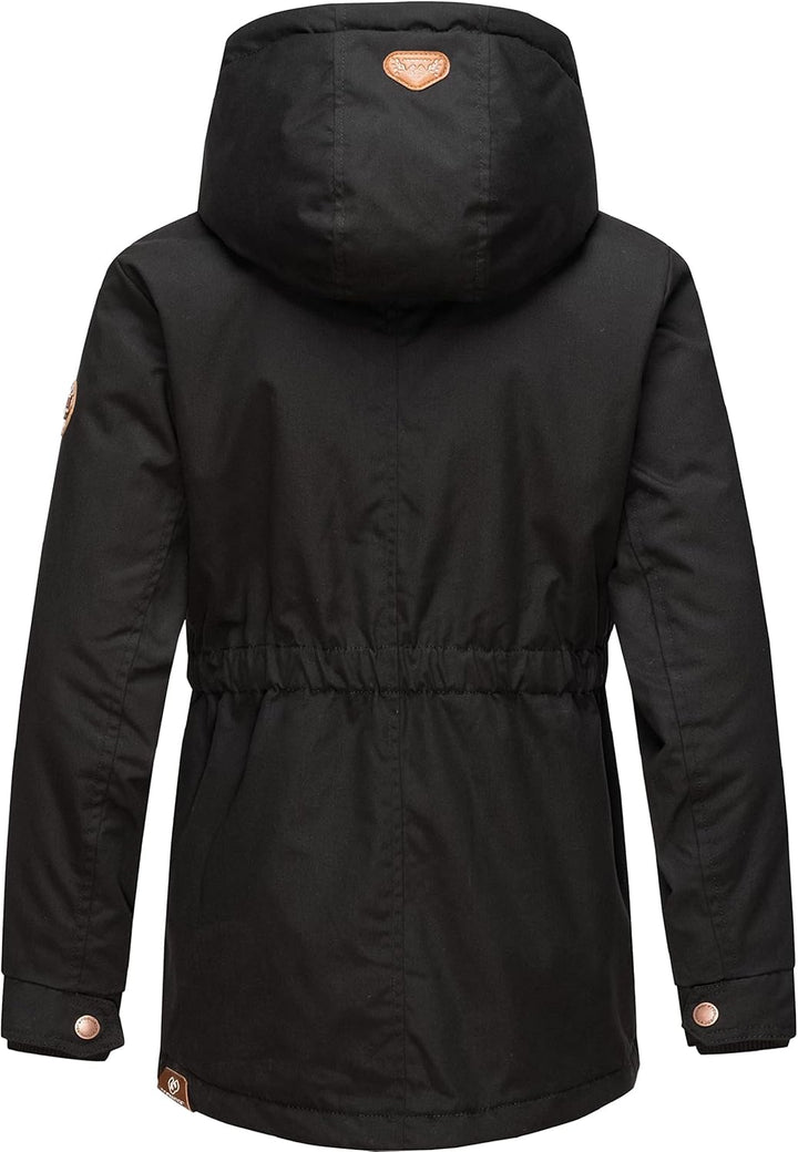 Ragwear Kinder Mädchen Winterjacke Wintermantel Outdoorjacke mit Kapuze Elvina 128-152 128 Schwarz,