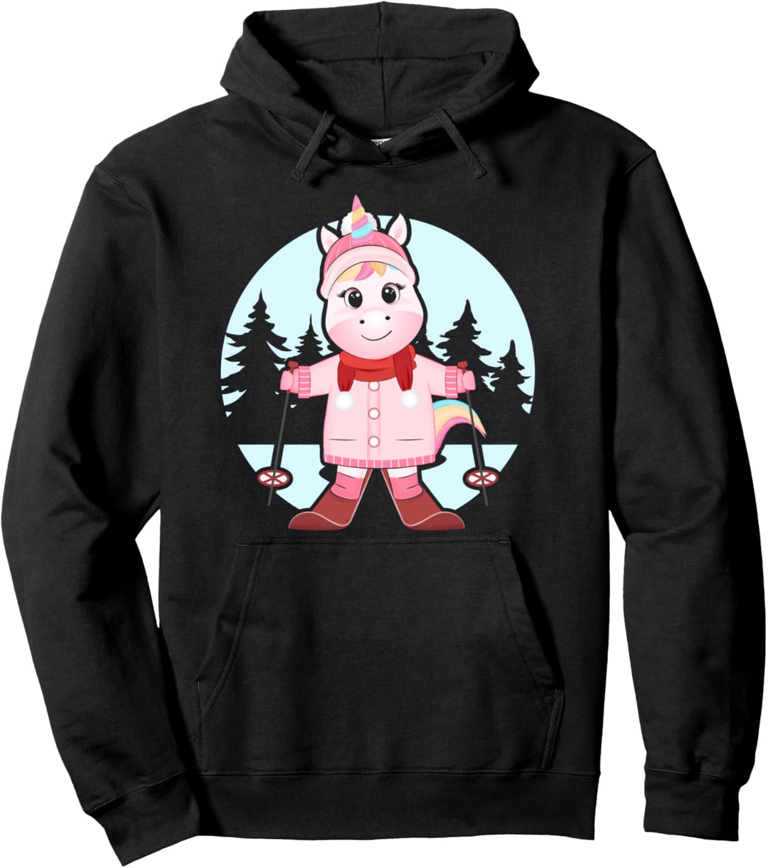 Einhorn Skifahren, Ski Skifahrer Skifahrer Wintersport Urlau Pullover Hoodie