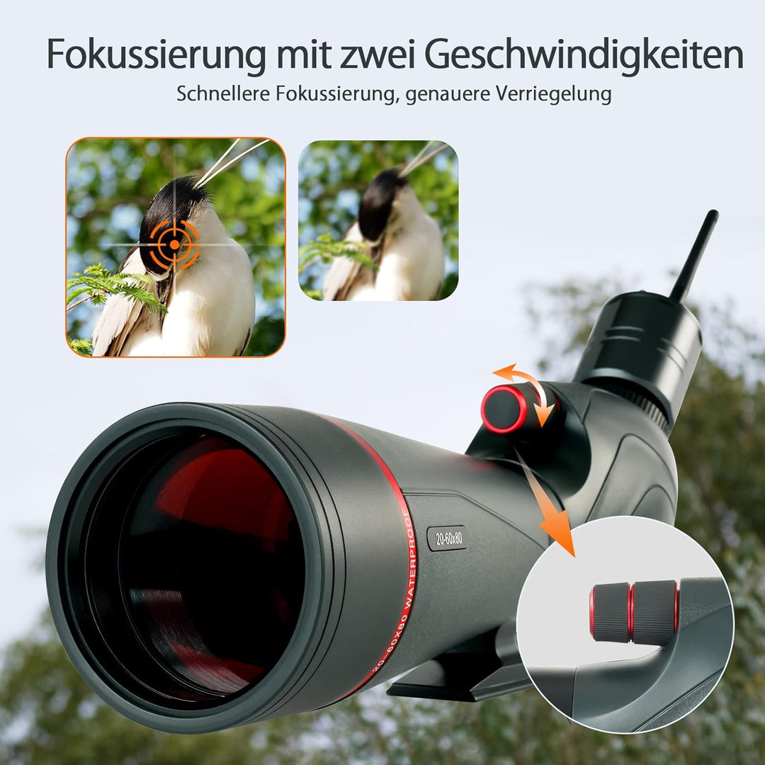 Svbony SV406 20–60x80 mm Spektiv mit SC001 WiFi Kamera, HD FMC BAK4 mit Dual Focus, 1.25'' Abnehmbar