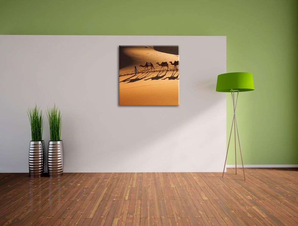 Kamelkarawane in der Wüste, Format: 70x70 auf Leinwand, XXL riesige Bilder fertig gerahmt mit Keilra