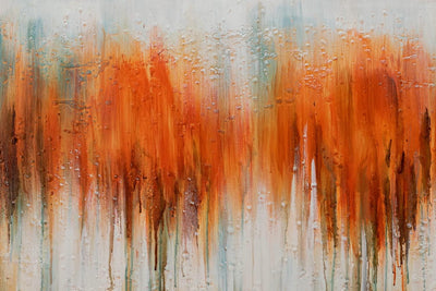 KunstLoft Leinwandbild | 100% HANDGEMALT | 120x60cm | Gemälde 'Herbst in Orange' | Abstrakt | Orange