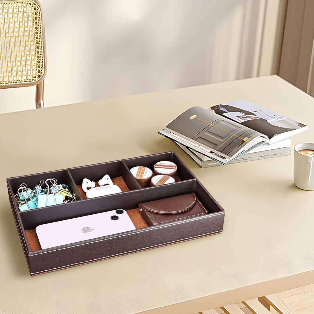 GORESE Valet Tablett, Leder Büro Schublade Schreibtisch Aufbewahrungsbox, Nachttisch Ablageschale, T