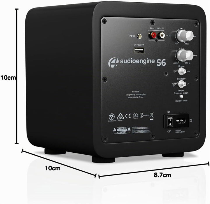 Audioengine S6 Aktiv Subwoofer 15 cm kompakte Grösse, kraftvoller Bass in einem kleinen Paket - 210