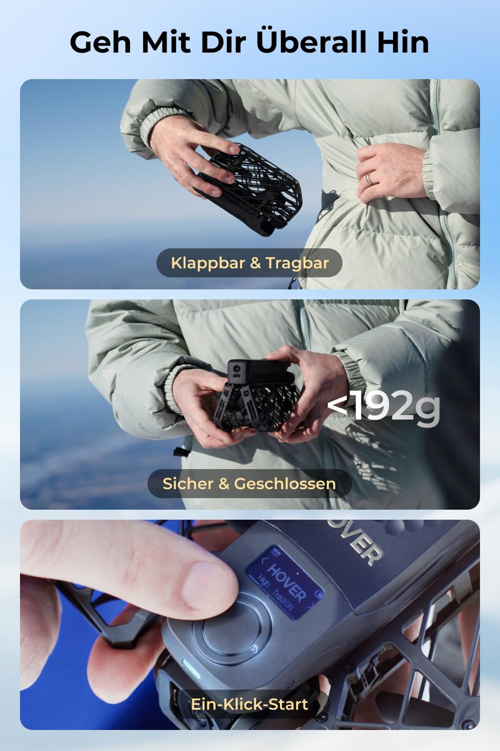 HOVERAir X1 PRO Drohne mit Kamera 4K, Faltbar Action Cam mit über 15 vollautomatischen Flugmodi, 42