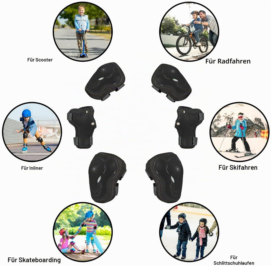 Kinder Schutzausrüstung 2-10 Jahre – Knieschoner, Ellenbogenschoner für Inliner, Rollschuhe, Skatebo
