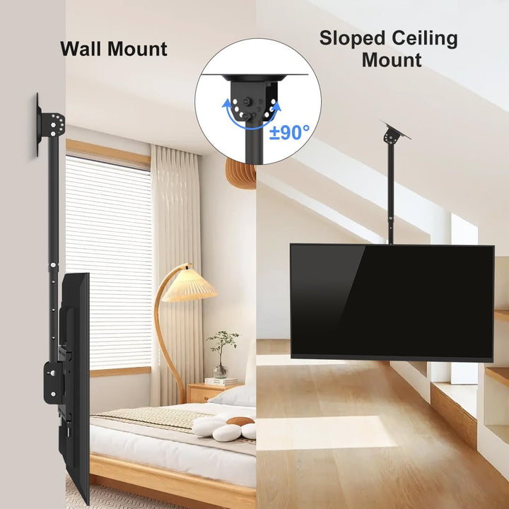 Suptek TV Deckenhalterung für 37-75 Zoll Fernseher, höhenverstellbar, neig- und schwenkbar, VESA 600