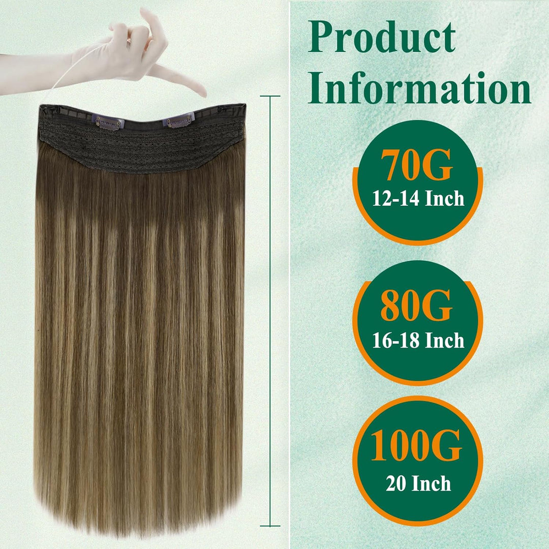 Easyouth Draht Extensions Echthaar Balayage Haarteil Extensions mit Draht Remy Wire on Extension Ech