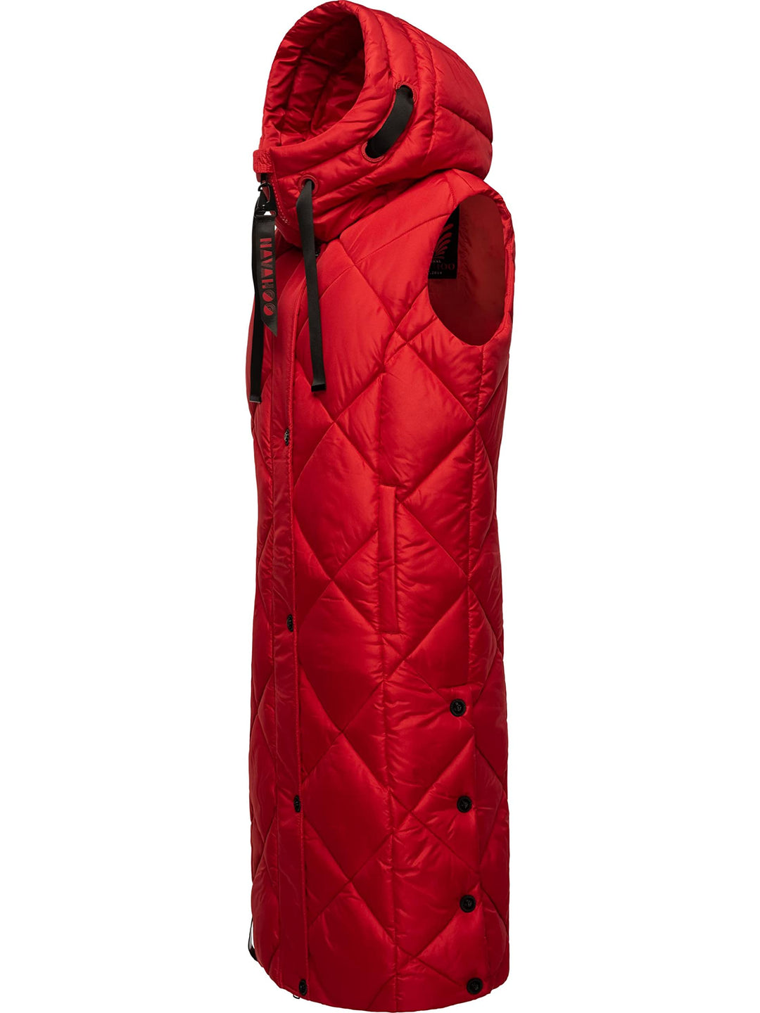 Navahoo warme Damen Winter Steppweste lang mit Kapuze Schnuckel XS-XXL S Apple Red, S Apple Red