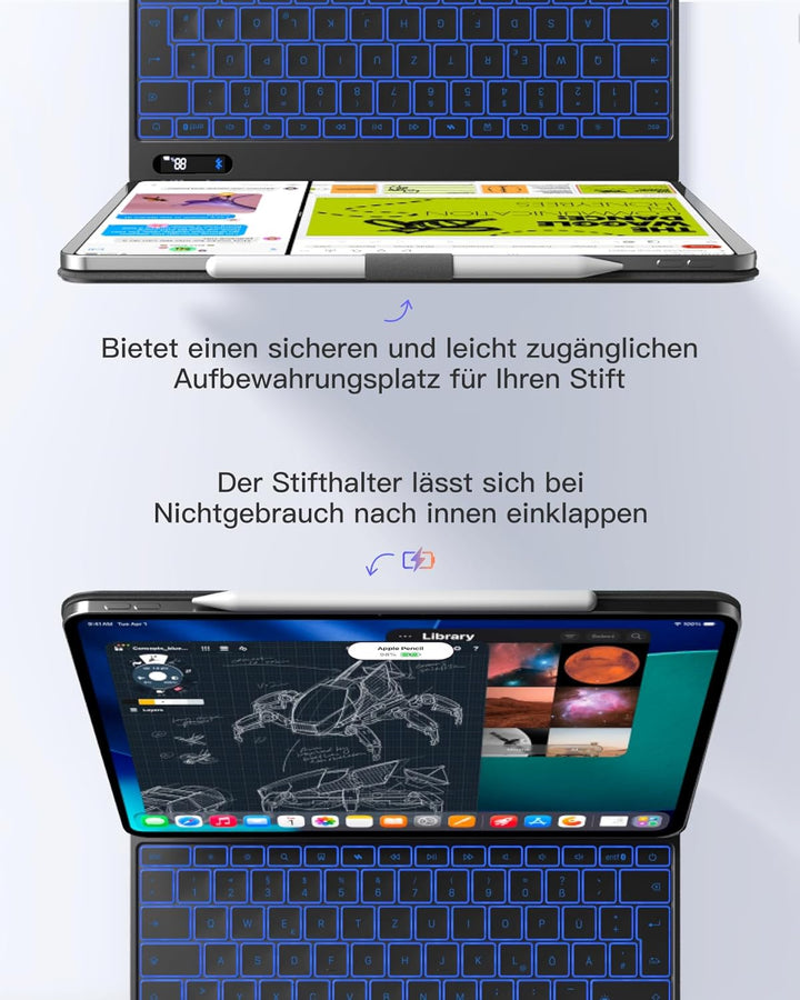 Inateck NeoMagic Magnetische Tastatur Hülle für iPad Air 13 Zoll, iPad Pro 12.9 Zoll 6/5/4/3 Gen,Gro