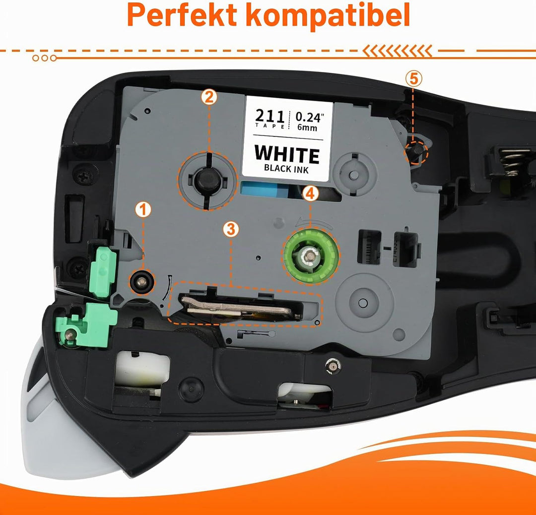 Labelwell kompatible für Brother P-touch Bänder TZe-211 TZe-111 TZe-411 TZe-511 TZe-611 TZe-711 Schr
