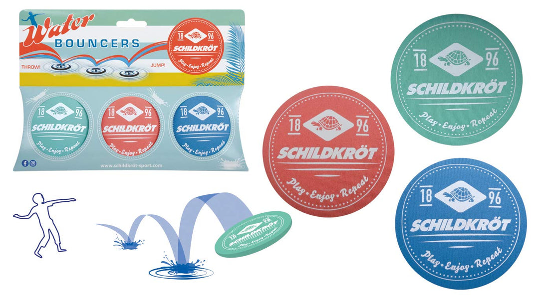 Schildkröt Neopren Water Bouncers, DREI silikongefüllte Neoprenkissen die auf der Wasseroberfläche s