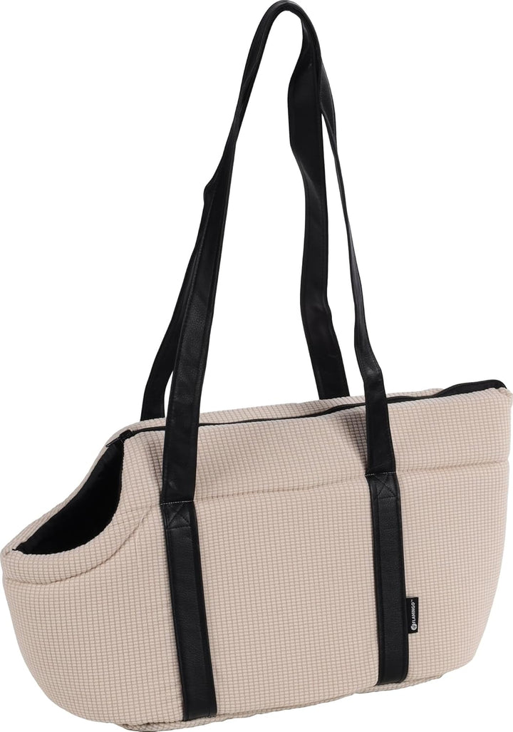 Hundetasche - Tragetasche Aaliyah Weiss – 46x23x25cm – Polyester – Öffnung Oben – herausnehmbares Ki