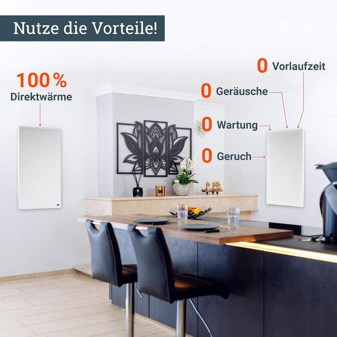 Infrarotheizung ✓ 800W mit TÜV SÜD ✓ 5 Jahre Herstellergarantie ✓ Überhitzungsschutz ✓ inkl. Thermos