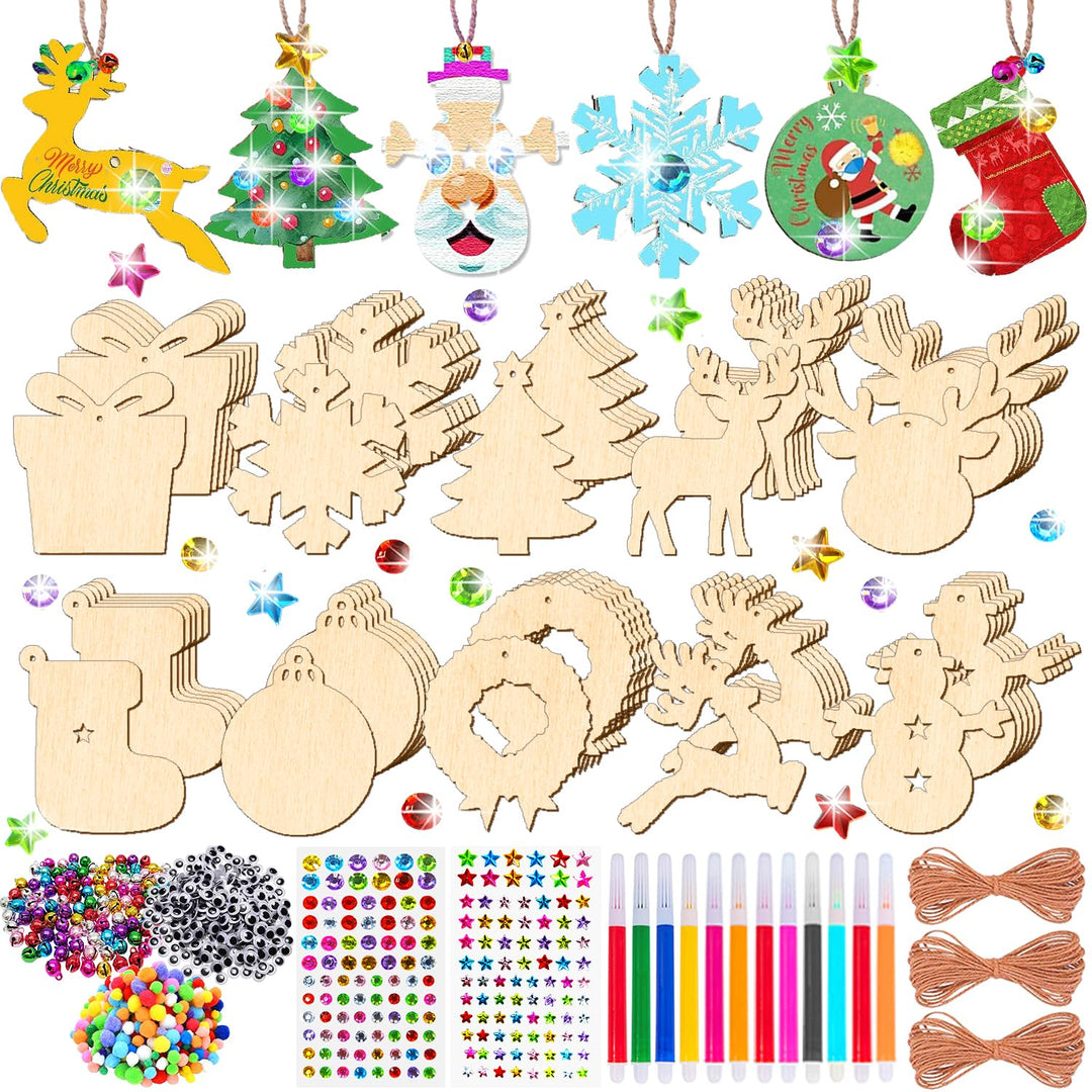 TOPRUNYI 264 Stück Holzanhänger Weihnachten zum Bemalen,Holzanhänger Weihnachtsbaum,Basteln Weihnach