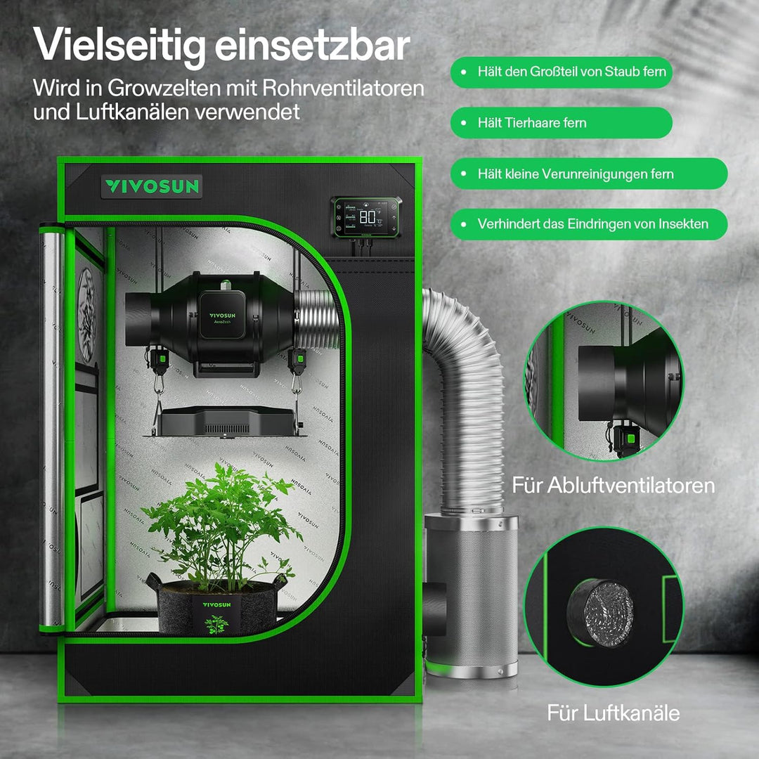 VIVOSUN 2 Stück Wachstumszelt-Entlüftungsabdeckung, 10,2 cm/15,2 cm/20,3 cm Kanalfilterabdeckung mit