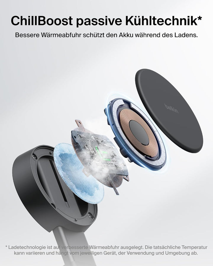 Belkin UltraCharge Pro 2-in-1 Qi2 Induktive Ladestation, 25W – Schwarz | Verstellbar, Qi2.2-zertifiz