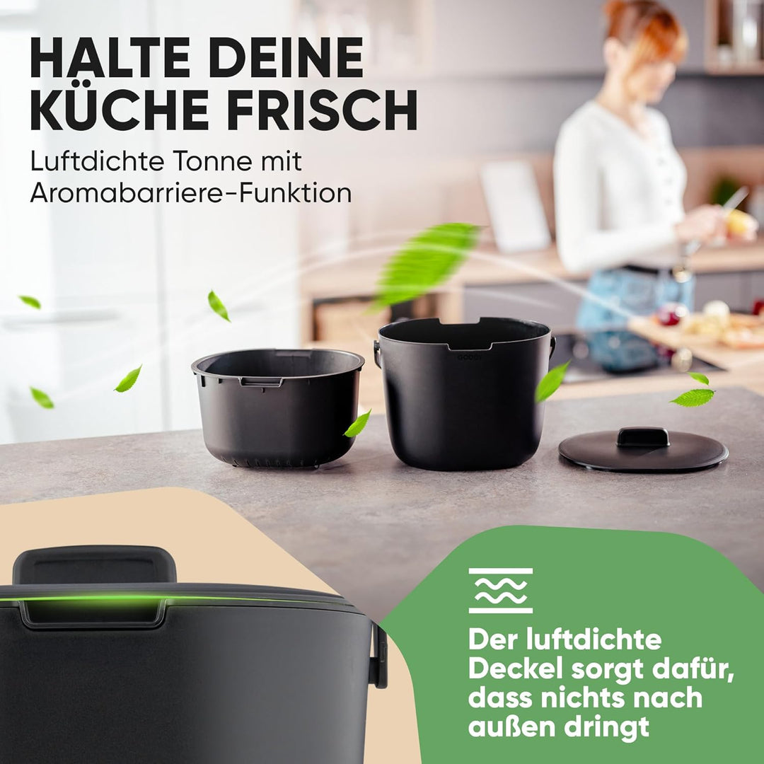 GODDY Biomülleimer Küche Bioabfallbehälter für küche Eimer mit Deckel [Geruchsdicht] 7L Komposteimer