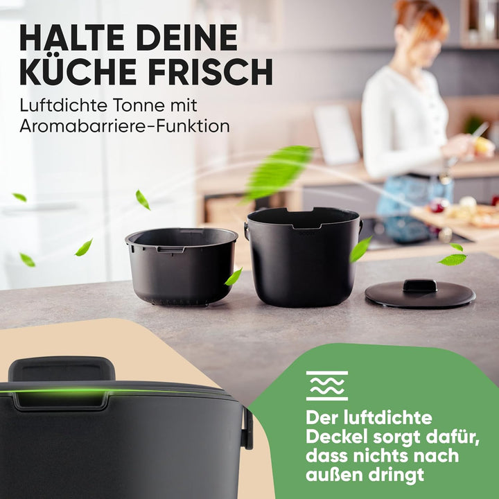 GODDY Biomülleimer Küche Bioabfallbehälter für küche Eimer mit Deckel [Geruchsdicht] 7L Komposteimer