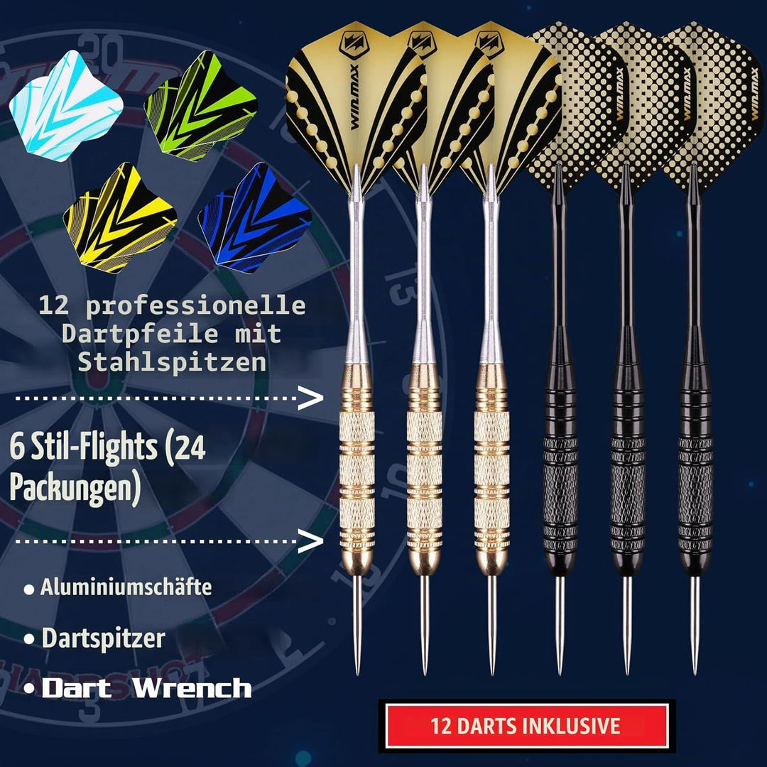 WIN.MAX Dartscheibe Kork Dartscheibe mit Pfeilen Offizielles Steeldartscheibe Dartscheibe Steeldart