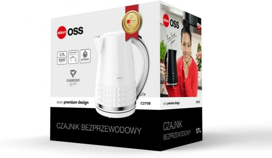 eldom C270B Wasserkocher | 1,7 Liter Kapazität | Teekocher mit hoher Leistung | Klassisches Retro De