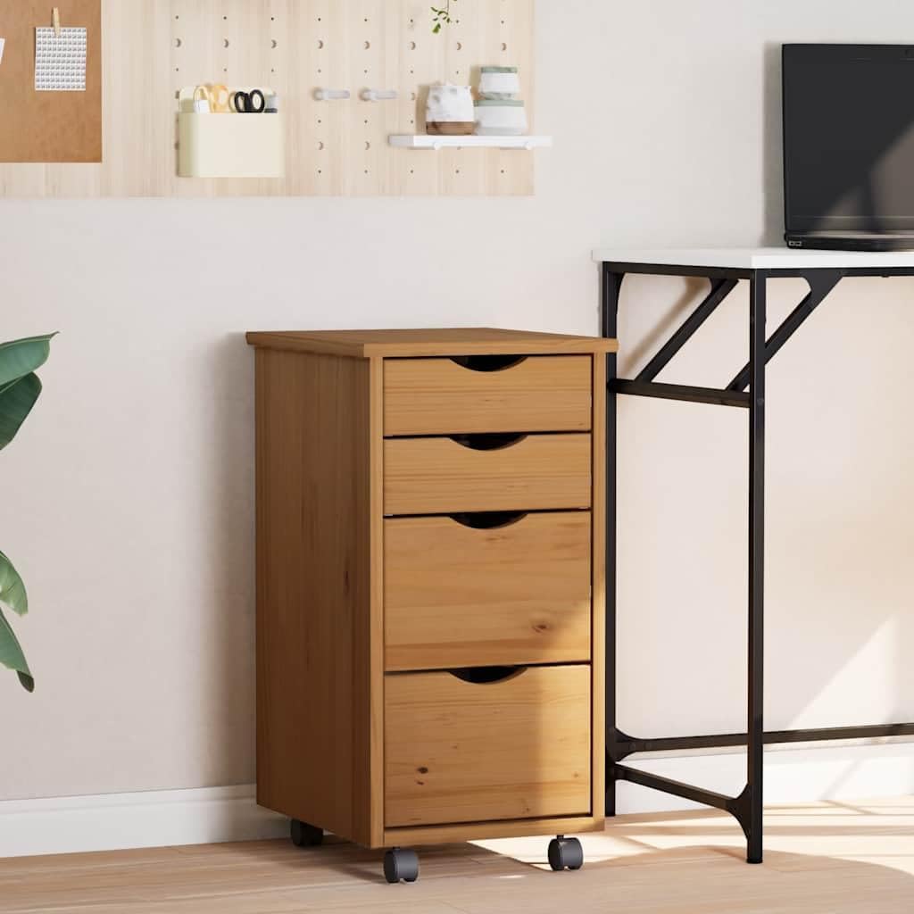 vidaXL Rollschrank, Rollcontainer mit 4 Schubladen, Kommode Schubladenschrank mit Rollen, Büroschran