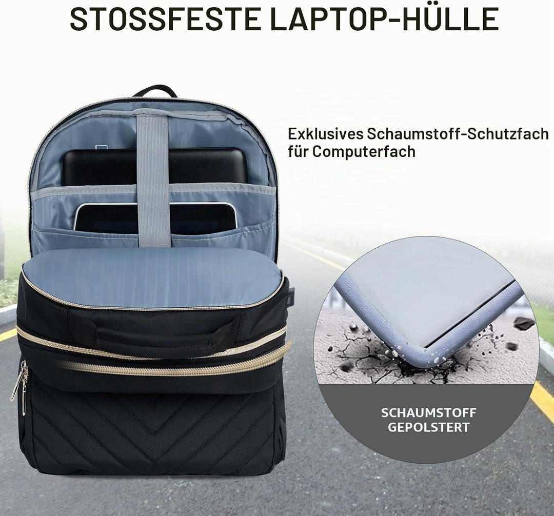 VANKEAN 17.3 Zoll Laptop Rucksack Damen, Schulrucksack wasserdicht Damen Herren Arbeitstasche mit US