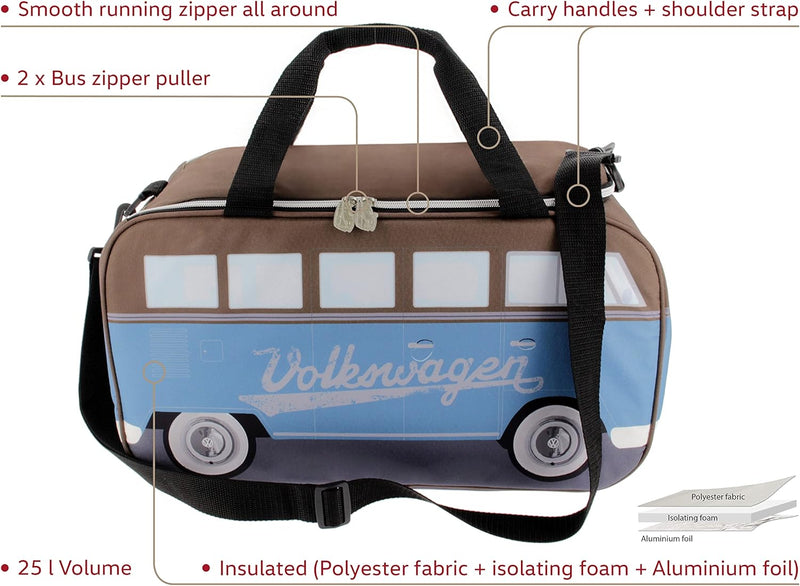 BRISA VW Collection - Volkswagen isolierte Kühl-Wärme-Thermo-Picknick-Lunch-Tasche-Box für Lebensmit