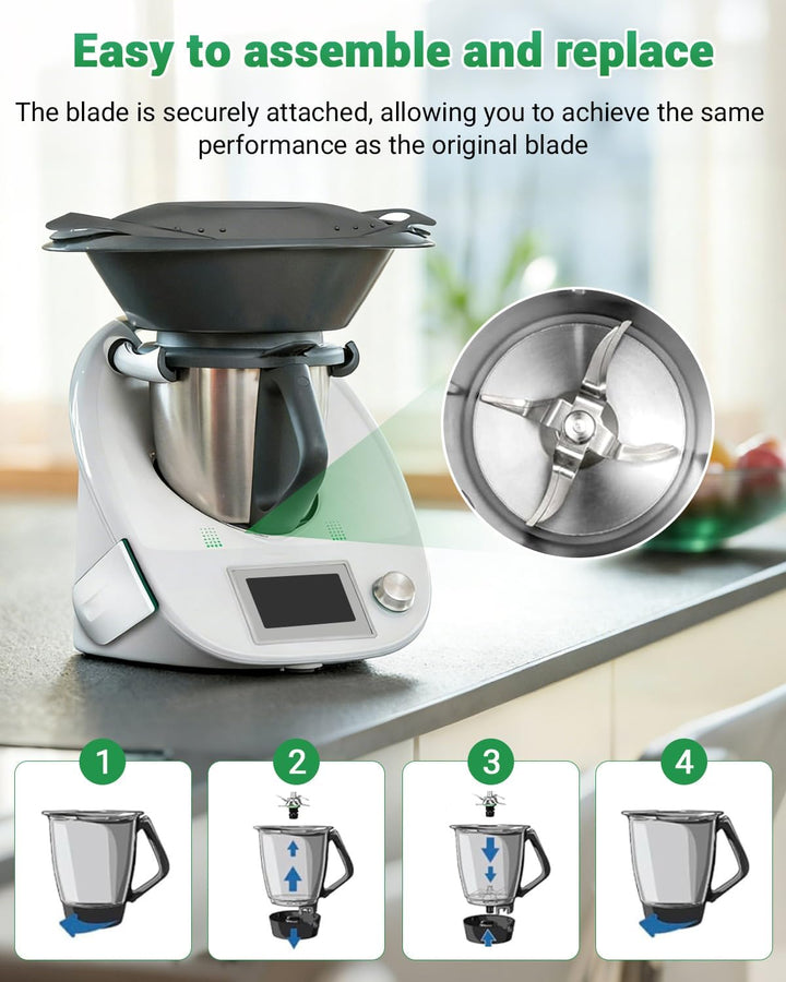 Ersatzmesser für Thermomix TM6, Hochwertiges Edelstahl Mixmesser, Perfekt für Zerkleinern, Rühren, P