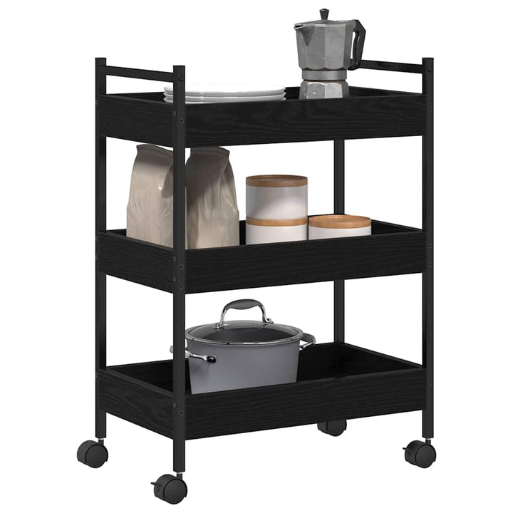 vidaXL Küchentrolley Schwarz Eichen-Optik 50 x 30 x 70 cm, Moderner Küchenwagen, rechteckiger mobile