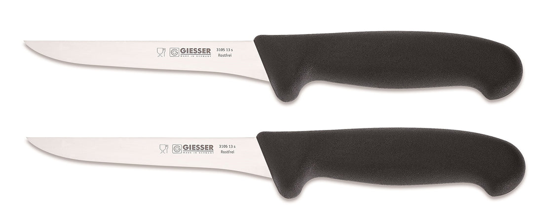 Giesser 2X Ausbeinmesser in der Farbe Schwarz, Klingenlänge 13cm, Made in Germany