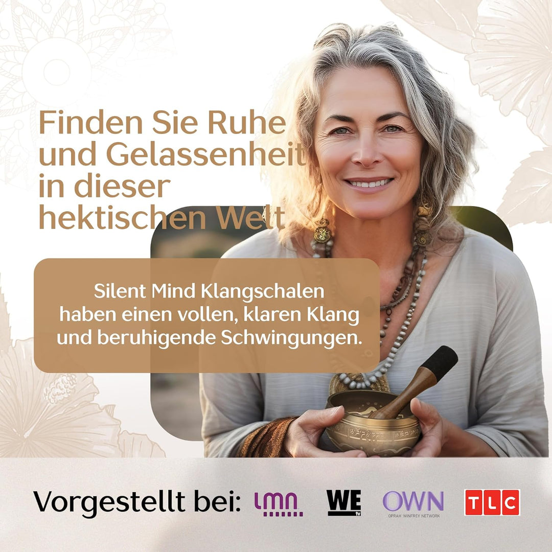 Silent Mind Klangschale Ø10cm Bronze – Handgefertigtes Komplett-Set mit Kissen und Klöppel, für Anfä