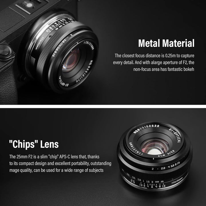 TTARTISAN 25mm F2 Kameraobjektiv Camera Lense für Sony E-Mount APS-C Manuelles Tragbares Pancake-Obj