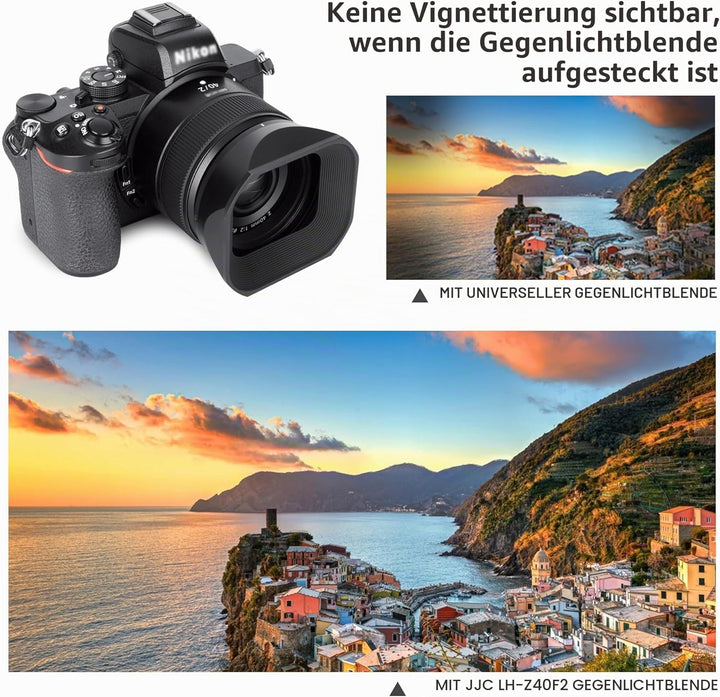 JJC Quadratische Gegenlichtblende mit Deckel für Nikon Nikkor Z 40 mm f/2 (SE) Objektiv &amp; Nikkor Z 4