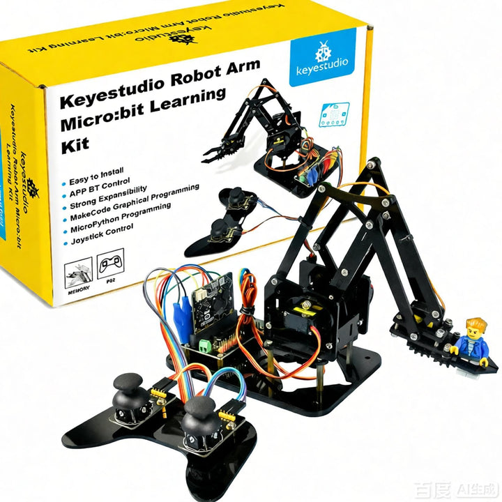 KEYESTUDIO 4DOF Robot Arm Kit (Exclude Microbit V2) Compatible with BBC Micro:bit V2, DIY Robot Kit