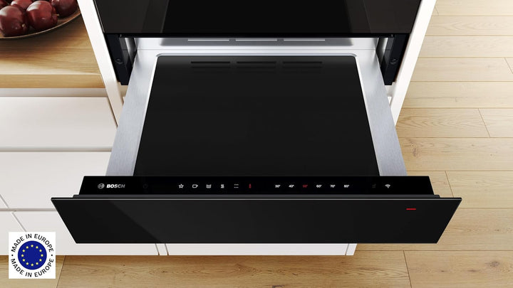 Bosch BIC7101B1, Serie 8 Wärmeschublade, 60 cm breit, 14 cm hoch, Schwarz, Warmhalten von Geschirr u
