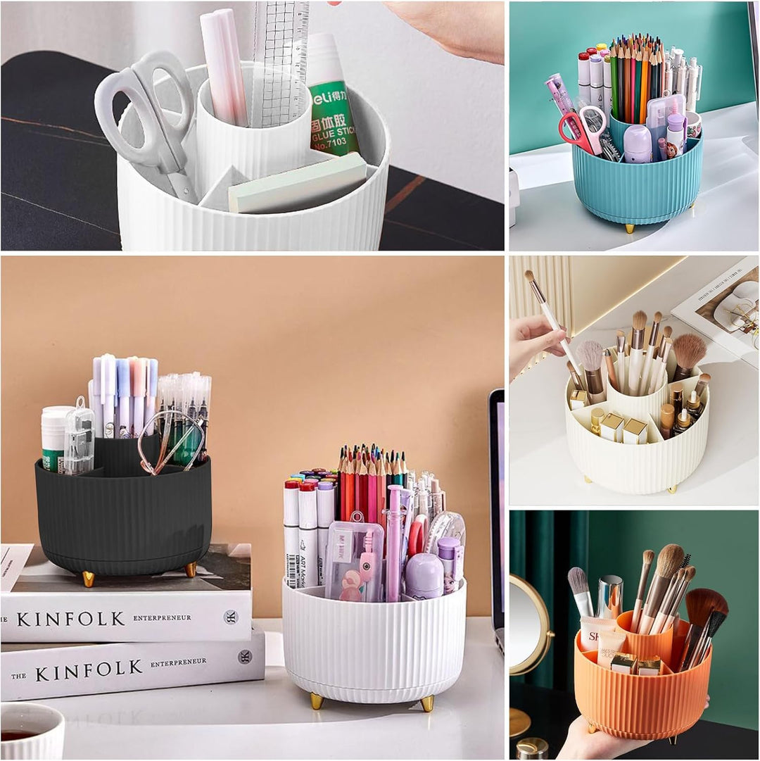 DASITON Make up Kosmetik Organizer mit 5 Fächern,360° Drehbarer Pinsel Organizer,Grosser Kapazität S