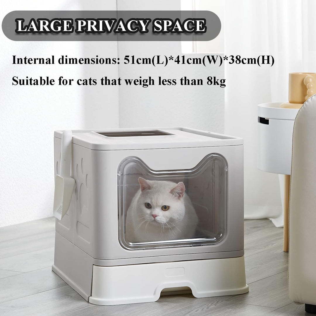 Pawsayes Katzentoilette, Faltbar Katzenklo mit Deckel Inklusive Scoop, Grosse Kapazität Leicht zu Re