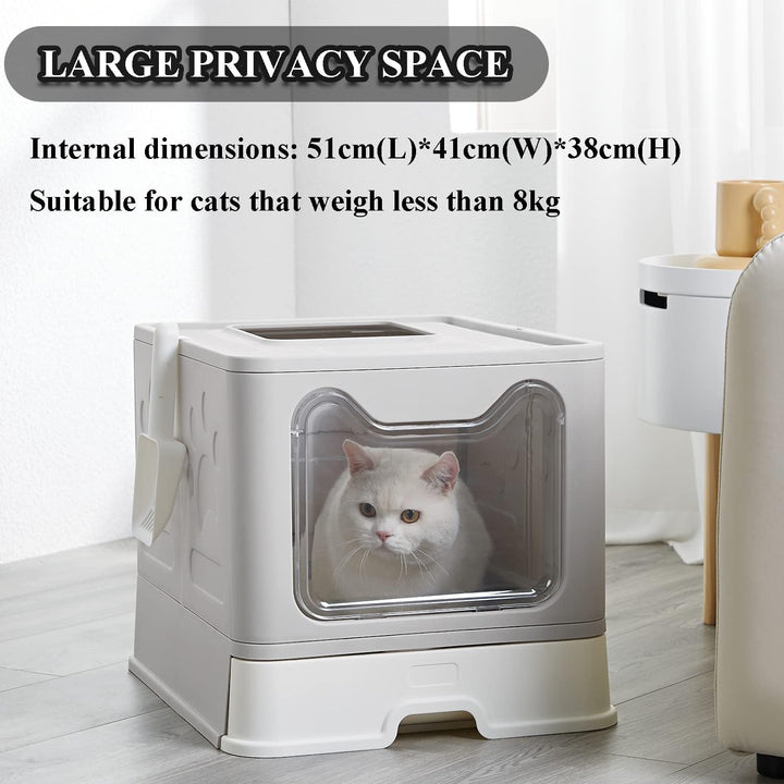 Pawsayes Katzentoilette, Faltbar Katzenklo mit Deckel Inklusive Scoop, Grosse Kapazität Leicht zu Re