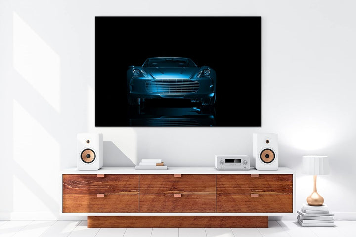 deyoli Dark Bronzefarbener Sportwagen Format 80x60 Effekt: Monocrome Blau als Leinwandbild, Motiv fe