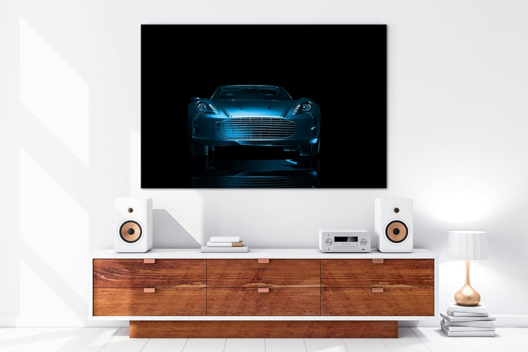 deyoli Dark Bronzefarbener Sportwagen Format 60x40 Effekt: Monocrome Blau als Leinwandbild, Motiv fe