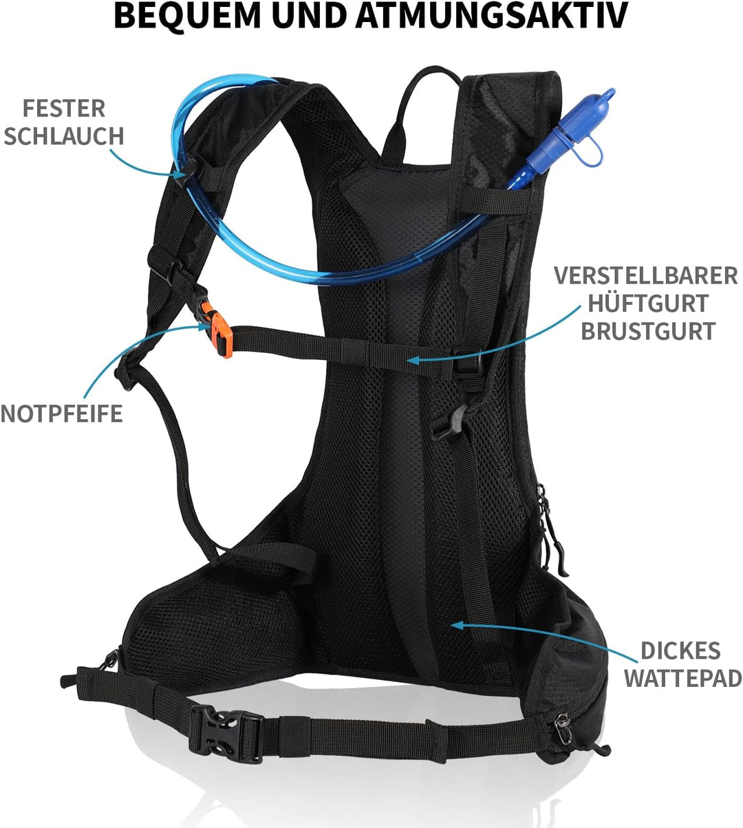 BBAIYULE® Trinkrucksack mit Trinkblase 2l, Laufrucksack Fahrradrucksack MTB Rucksack wanderrucksack
