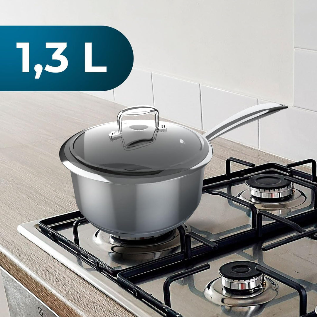 Cecotec Polka Classy 16 Topf Steel, Durchmesser 16 cm, Fassungsvermögen 1,3 l, Edelstahl 18/10, Anti