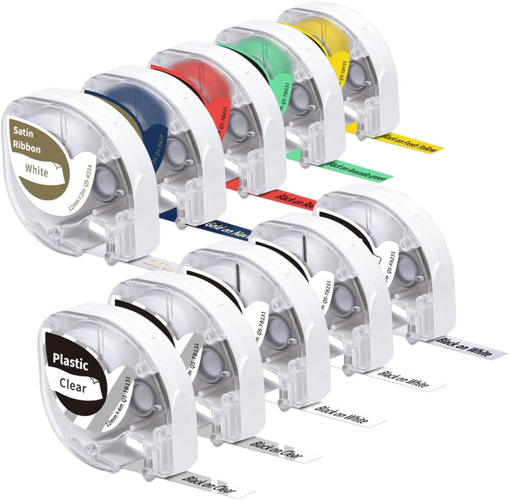 10x Phomemo P12&P12-Pro Etikettenband Original 12mm x 4m Satinband/Eisen auf Etiketten/Plastiketiket