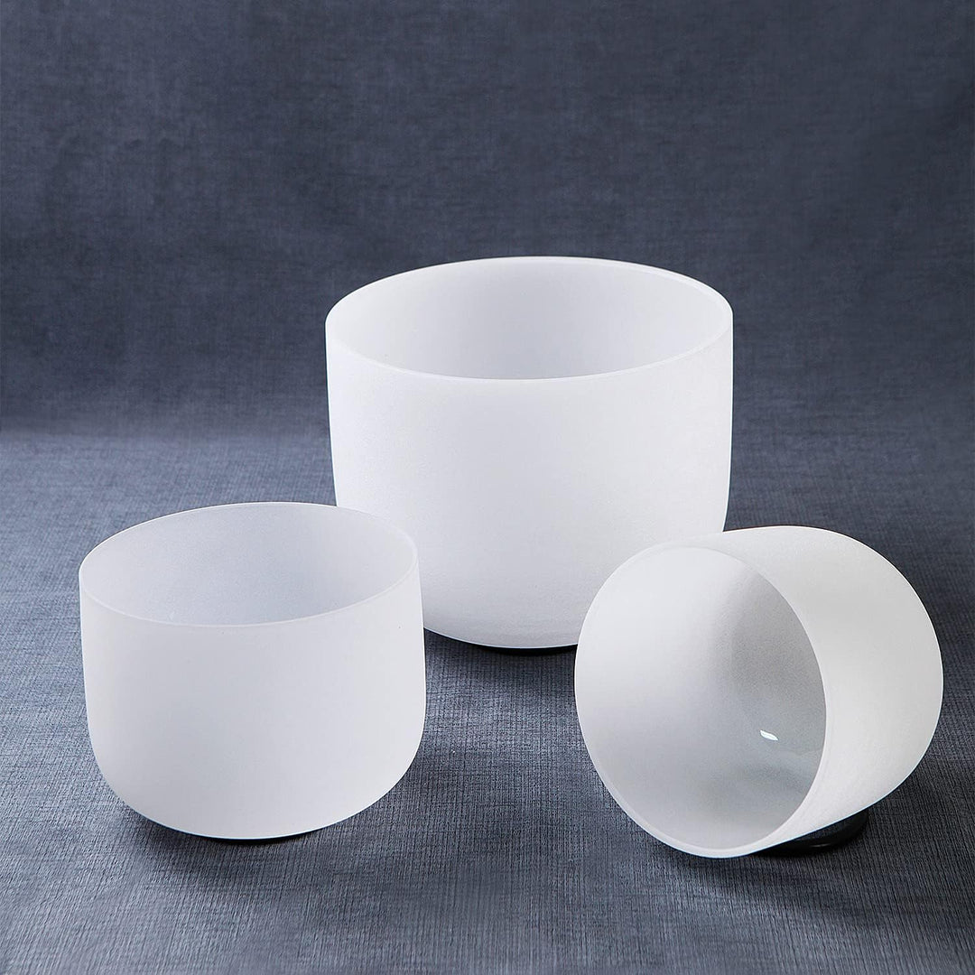 Hye-eun Kristall Klangschalen Set 3 Stück (6-10 Zoll,6"B 8"E 10"C) mit 432Hz Crystal Bowls Klangscha