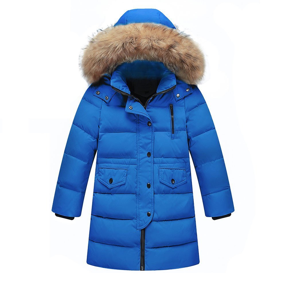 Wulide Kinder Mädchen Daunenjacken Winterjacke Daunenmantel mit Kapuze 98 Blau, 98 Blau