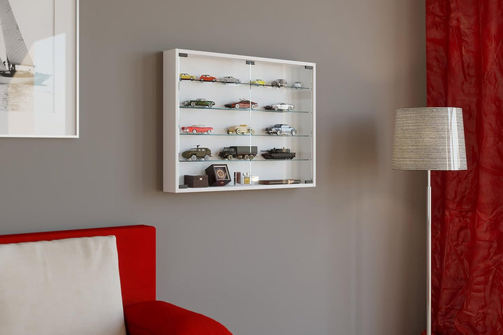VCM 912948 Vitrine Sammelvitrine Wandvitrine Wand Schrank Regal Hängeregal Hängevitrine Holz Weiss,6