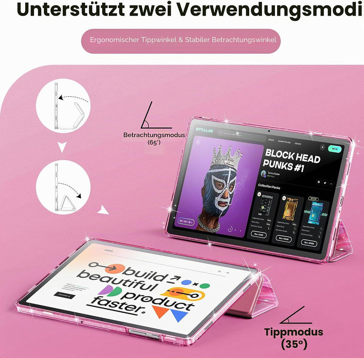 INFILAND Hülle für Samsung Galaxy Tab A11+/A9+11 Zoll (2023/2025),Glitzernde Schutzhülle mit funkeln