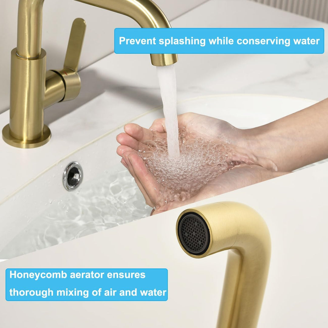 ONECE Wasserhahn Bad mit 360° Drehbar, Waschtischarmatur mit Auslauf Höhe 136.5 mm, Einhebelmischer